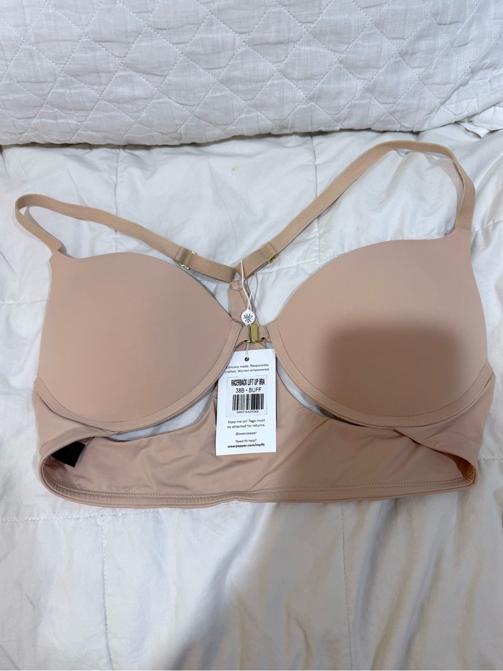 NWT Pepper Razorback Lift Up Bra- Buff 38B